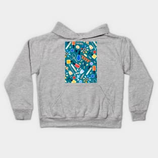 Shimmery Fingernail Equipment - Teal - Pattern Kids Hoodie